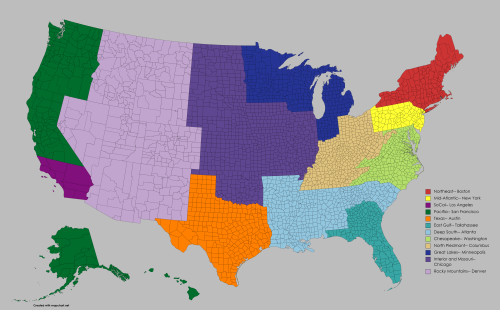 United States in 12 Equally Populated Regions