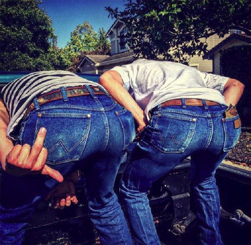 I lost a bet with my two buddies - the punishment was to kiss their wrangler covered asses - they th