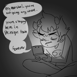 i rly enjoy drawing karkat doing things he would never have interest in doing. 