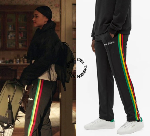 Who: Jordan Alexander as Julien CallowayWhat: Palm Angels Exodus Striped Track Pants - $349.00Where: