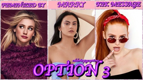 celebritytgcaptions:Option #1Option #2Option #3Option #4Option #5Option #6 Be sure to like & reb