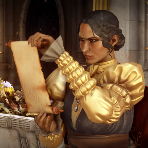 paladingarrus:Josephine inspecting a contract in Val Royeaux
