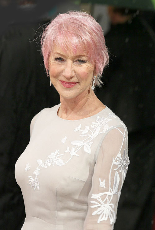 nothing-rhymes-with-ianto:  rcmclachlan:  fairestcat:  Helen Mirren at the 2013 Bafta Awards in a Nicholas Oakwell couture gown Look at that stunning woman and her fucking badass cotton-candy pink hair! That last picture in particular is stunning.  She’s