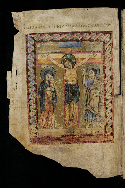 manuscriptjourneys:Portrayal of the Crucifixion of Christ in an 11th century manuscript on Flickr.Th