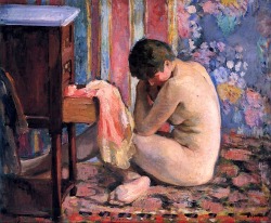transistoradio:  Henri Lebasque, Nude with a Pink Chemise (1926), oil on canvas. Collection of Fondation Pierre Gianadda, Martigny, Switzerland.  ❤️