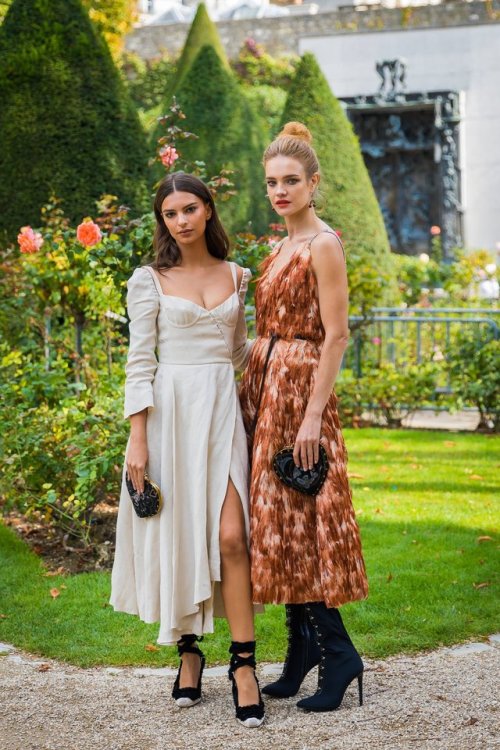 Emily Ratajkowski, left, and Natalia Vodianova at Dior.