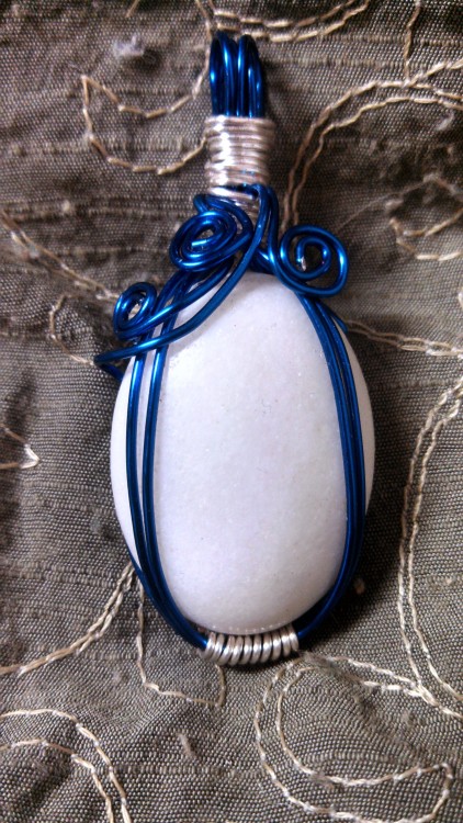 Say hi to my very first wire wrapped pendant ever!! The white marble really does all the work, it&rs