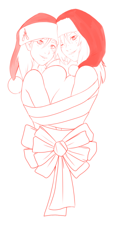 idolmonkeh: Happy Smishmas A lil holiday pic with Annie and Tobi. I had planned to finish this one, 