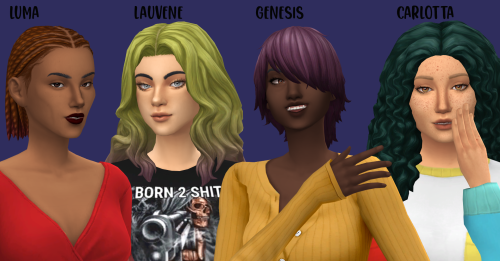 witheringscreations:All C-Cerberus-Sims-S Hairs Recolored in AMPified40 add-on swatches in omicient&