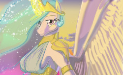 sevenowait:  Another Beautiful Morning It’s the pretty sunrise lady! As amusing as I find Molestia and all the lewd sexual versions of her, I’ll always prefer Celestia as the calm and understanding picture of divine femininity characters &copy; Hasbro