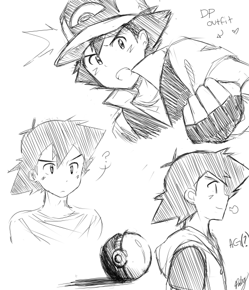 quilaava:  ash sketch dump~ i’ve gotten used to drawing him i think, but his hat