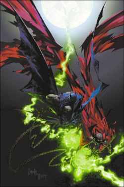 comicsforever:  Batman &amp; Spawn // artwork by Greg Capullo and Todd McFarlane (2010)  That would be an epic team up/ co comic book.