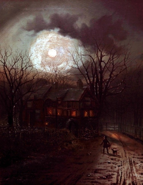 aqua-regia009:A Tudor House in Moonlight (1889) - Walter Linsley Meegan