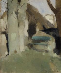 Helene Schjerfbeck (1862 - 1946), Green Bench (1928)