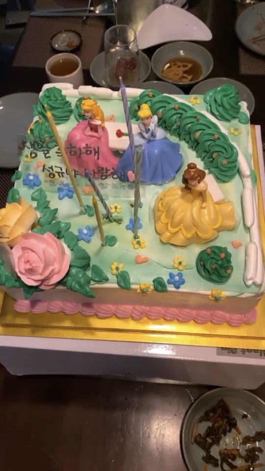 soooldout:Woohyun got a Disney princess cake for Sunggyu I’m crying this is all I wanted…princess cake again after 4 years 💕🥺👑