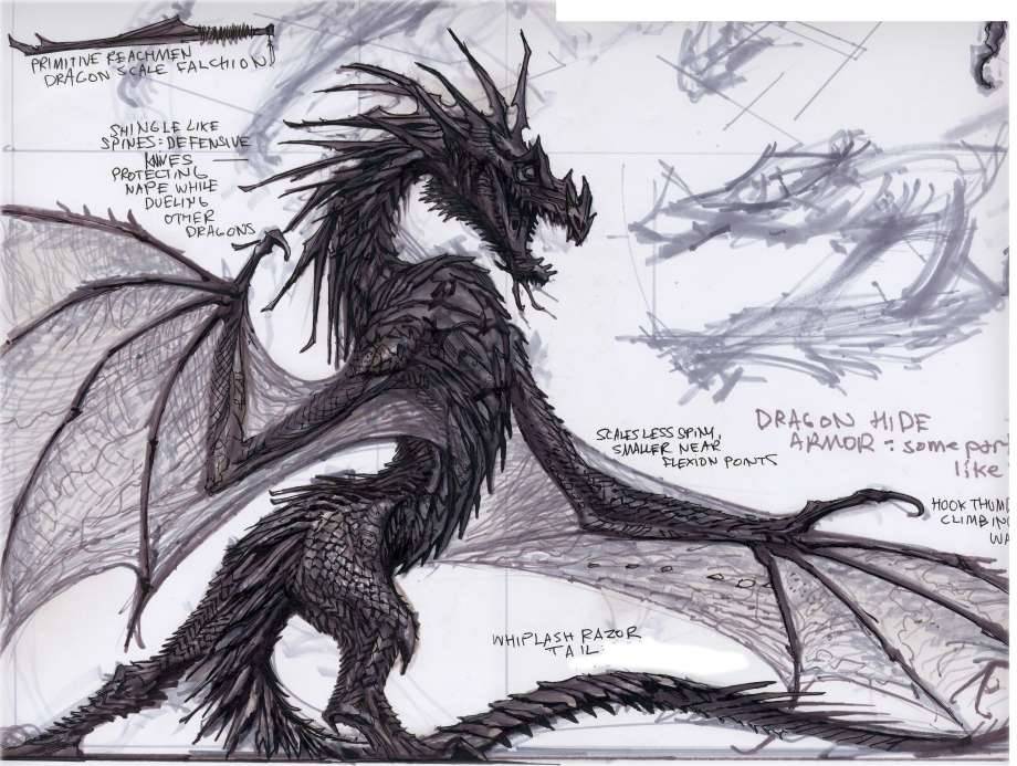 diaryofadragonborn:  The Elder Scrolls V Skyrim - Dragon concept art by the late