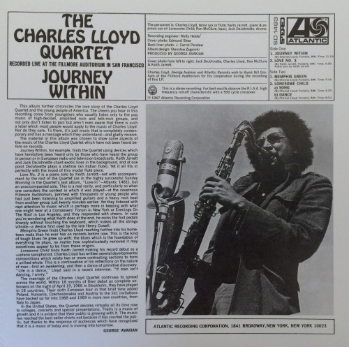 The Charles Lloyd Quartet, Journey Within1967-01-27 Fillmore Auditorium, SFCharles Lloyd, tenor sax,