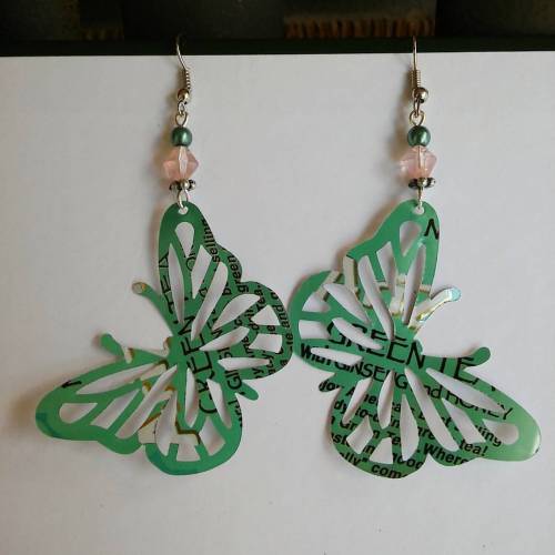 #upcycled #butterfly #earrings from az green tea cans.