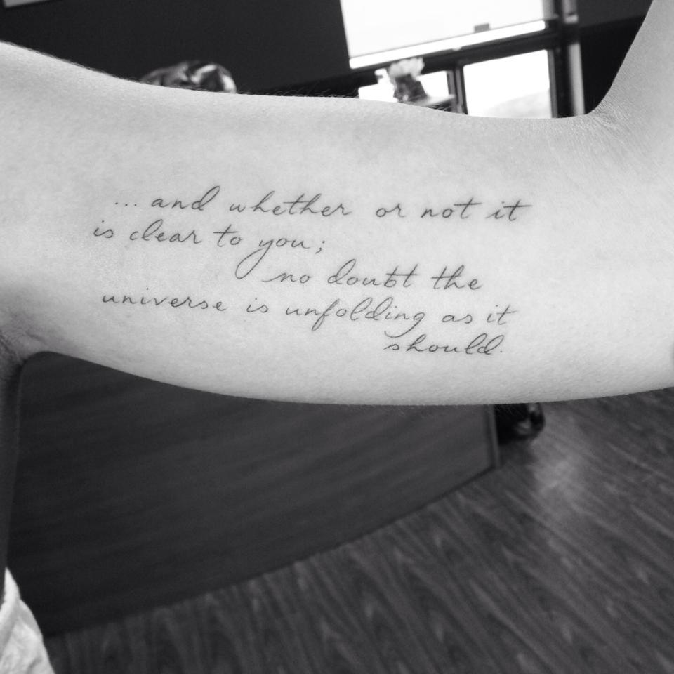 fuckyeahtattoos:  Excerpt from The Desiterata by Max Ehrmann Done by Eilsa Ngo -