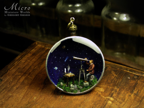 My latest piece! A miniature scene of an astronomer observing the motions of the cosmos. In the sky 