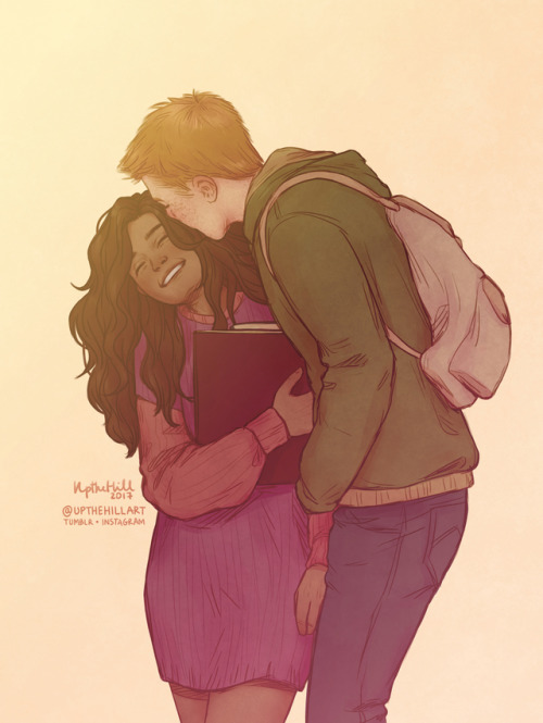 upthehillart:(accidentally high-school-ish) Hermione & Ron