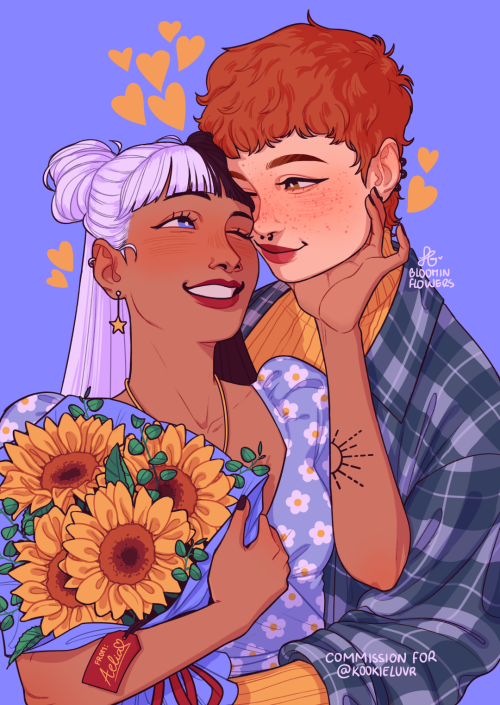 A warm and lovey-dovey commission for kookieluvr, on instagram, of their super adorable OCs, Neoma a
