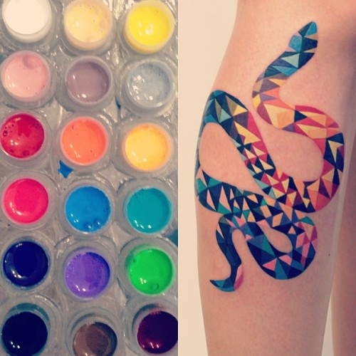 XXX gaksdesigns:  Geometric watercolor-like tattoos photo