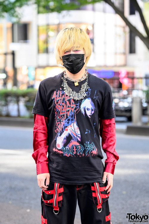 21-year-old Japanese rapper Ryo on the street in Harajuku wearing an Alice Glass (his favorite singe