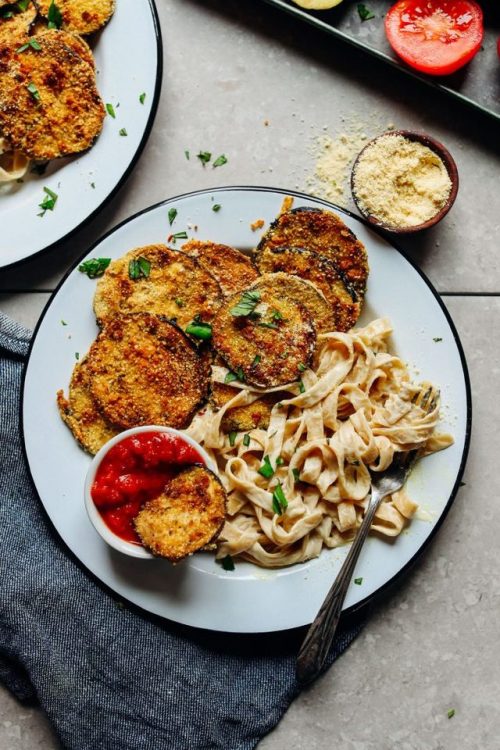 Vegan Chicken Parmesan Round UpVegan Chickpea Parmesan (GF)45-Minute Vegan Chick’n ParmesanEasy Vega