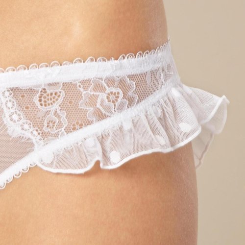 White lace trimmed hipster briefs  - Floozie by Frost French