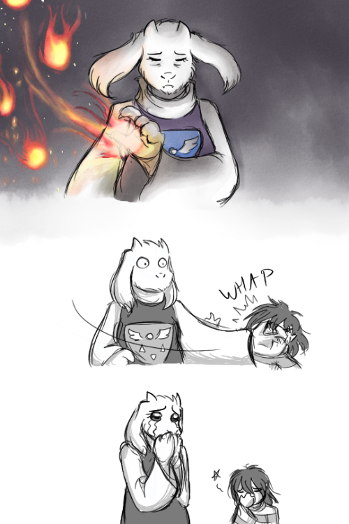 zarla-s: One of those little details in Toriel’s battle is that if you run into her hand during any of her attacks, she immediately stops.  
