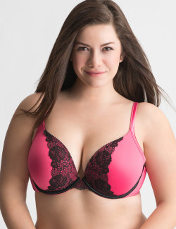 ms-curves:  Two more from Lane Bryant, the “smooth bust plunge with lace”, available for ุ-45, 36 to 44, C to DDD. I have seen similar styles… and it’s growing on me. Might have to try it the next time I see one like these. And I thought it
