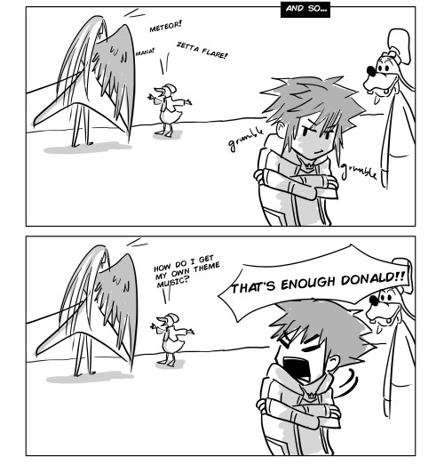 A quick comic I did based on my headcanon that Donald learned Meteor from Sephiroth 