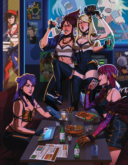 ryuuna:My piece for the K/DA Afterparty zine!CMYK thoroughly kicked my ass BUT THIS WAS FUN I had 