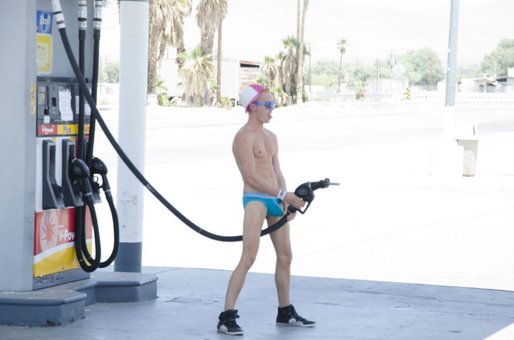 andrewchristian:  Andrew Christian Models at the Gas Station on the way to Vegas,