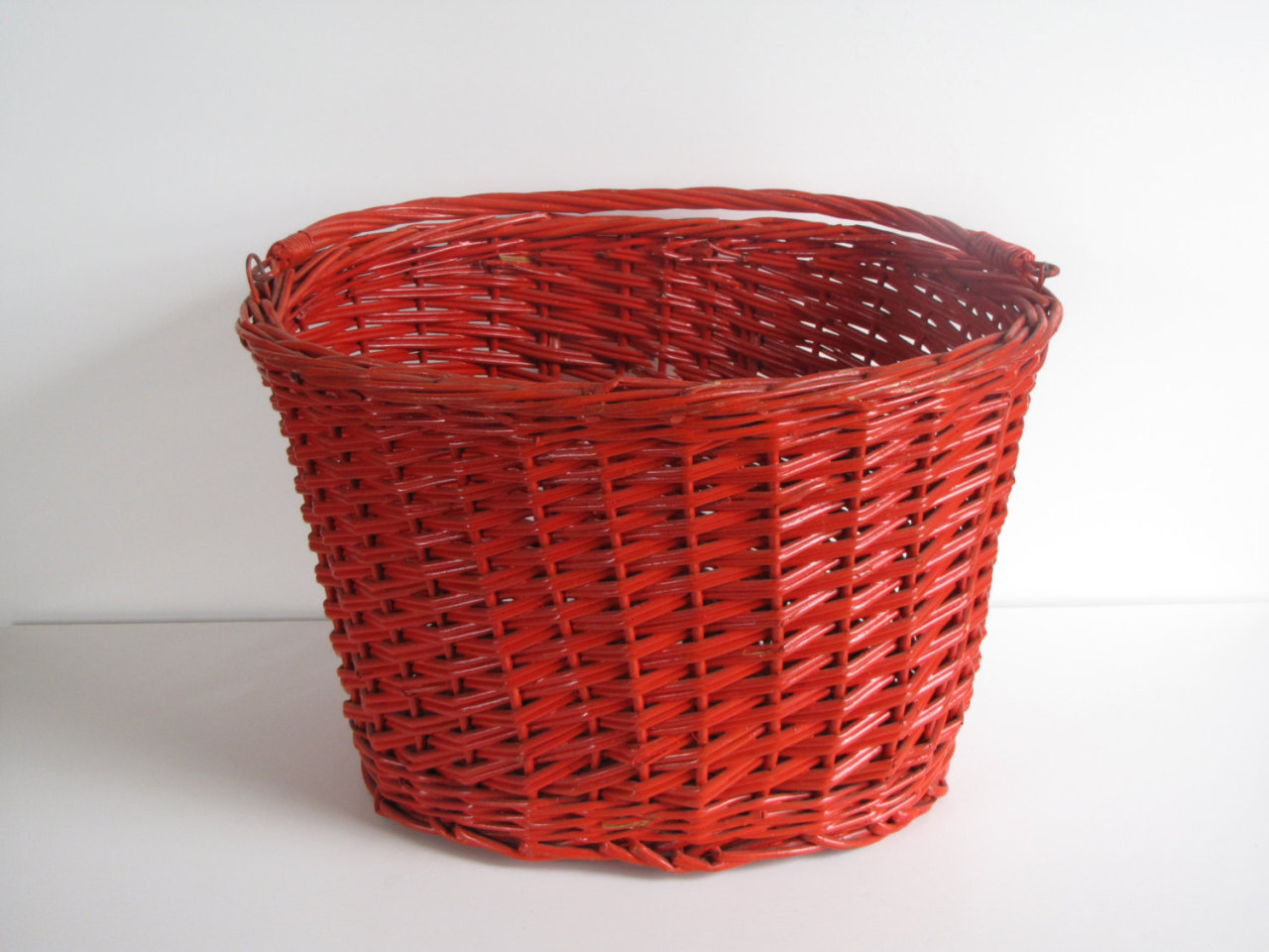 Vintage Bike Accessory Red Wicker Bike Basket by BertasAccessories