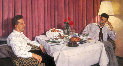 grundoonmgnx:   Jane Fisher, Room Service, 2001 Oil on linen, 38" x 54"    