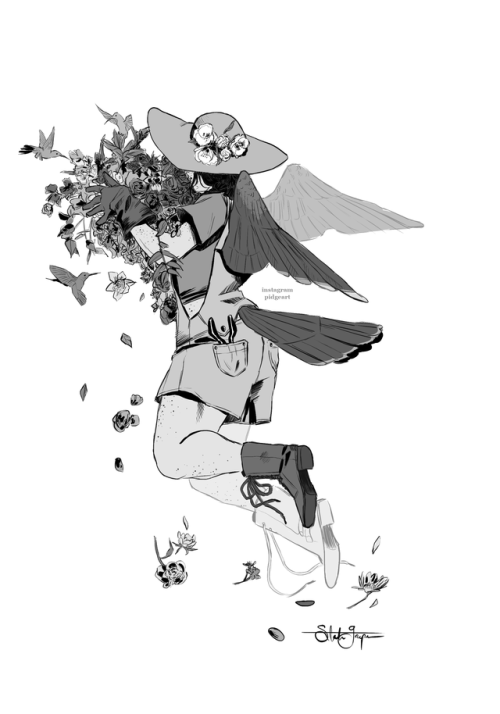 gacpars: hummingbird witch whose a gardener! for my friends monthly zine, this months theme is sprin