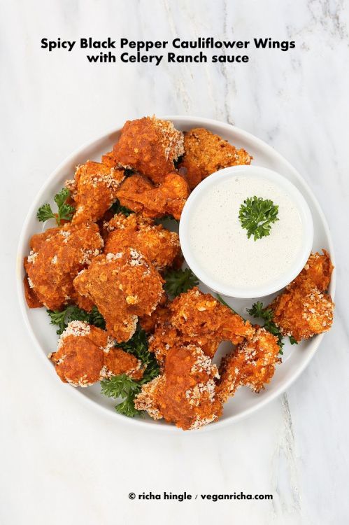 Spicy Baked Cauliflower Bites with Celery Ranch