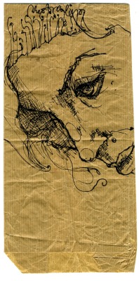 kuinexs:  Drawing. (Lina dinner doodle) Pen on packaging paper, 10x20cm