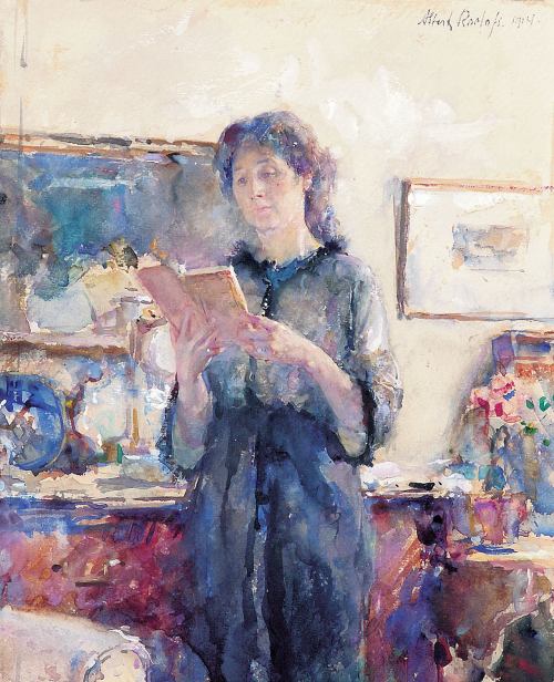 alongtimealone2:Reading Women - Albert Roelofs, 1914Dutch, 1877-1920Watercolour,35 x 25 cm