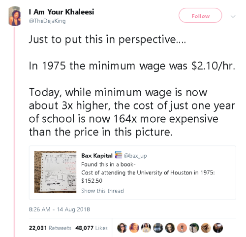 sushinfood:smoochuu:gahdamnpunk:This is why baby boomers think we can pay for school while having a 