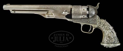 Colt Model 1860 Army with decorations by Tiffany and Co. to commemorate the Civil War.Value: $17,500