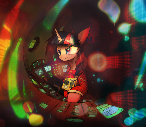 Collab commission for Vulpessentia, I had a great creativity flow during the yesterday’s stream, and so I made up some Space Odyssey-like lights and colours, that weren’t originally here. Turned out beautiful. Lineart: Vulpessentia Colouring: