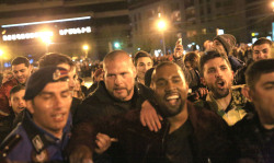 celebritiesofcolor:  Kanye West holds suprise