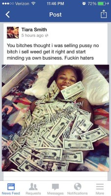 cummingtonites:  ratchetmess:  superstarjarrod:  Why is this even ratchet tho this chick’s a hustla  Tell that to the cops. People seem to forget how not to snitch on themselves on social media. What isn’t ratchet about this?  just sayin you sell