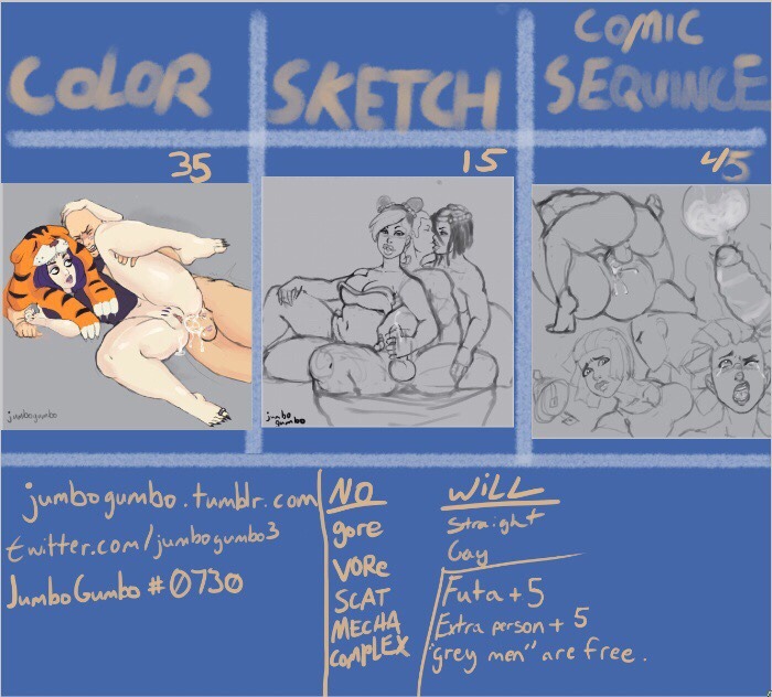 jumbogumbo: Behold, a memeless commission sheet. If you have questions dm me.