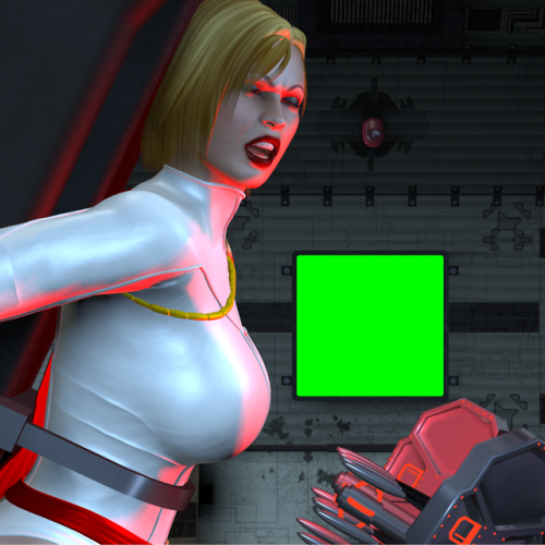 Some more 3D Poser art of me as Power Girl, as my ordeal on the scan grid relentlessly continues.Pow