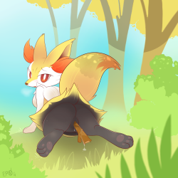 b-epon:Not everyone can handle training a Braixen, they tend to exhibit some….primal behavior no matter their environment.    [DeviantArt]  [FurAffinity]  X: