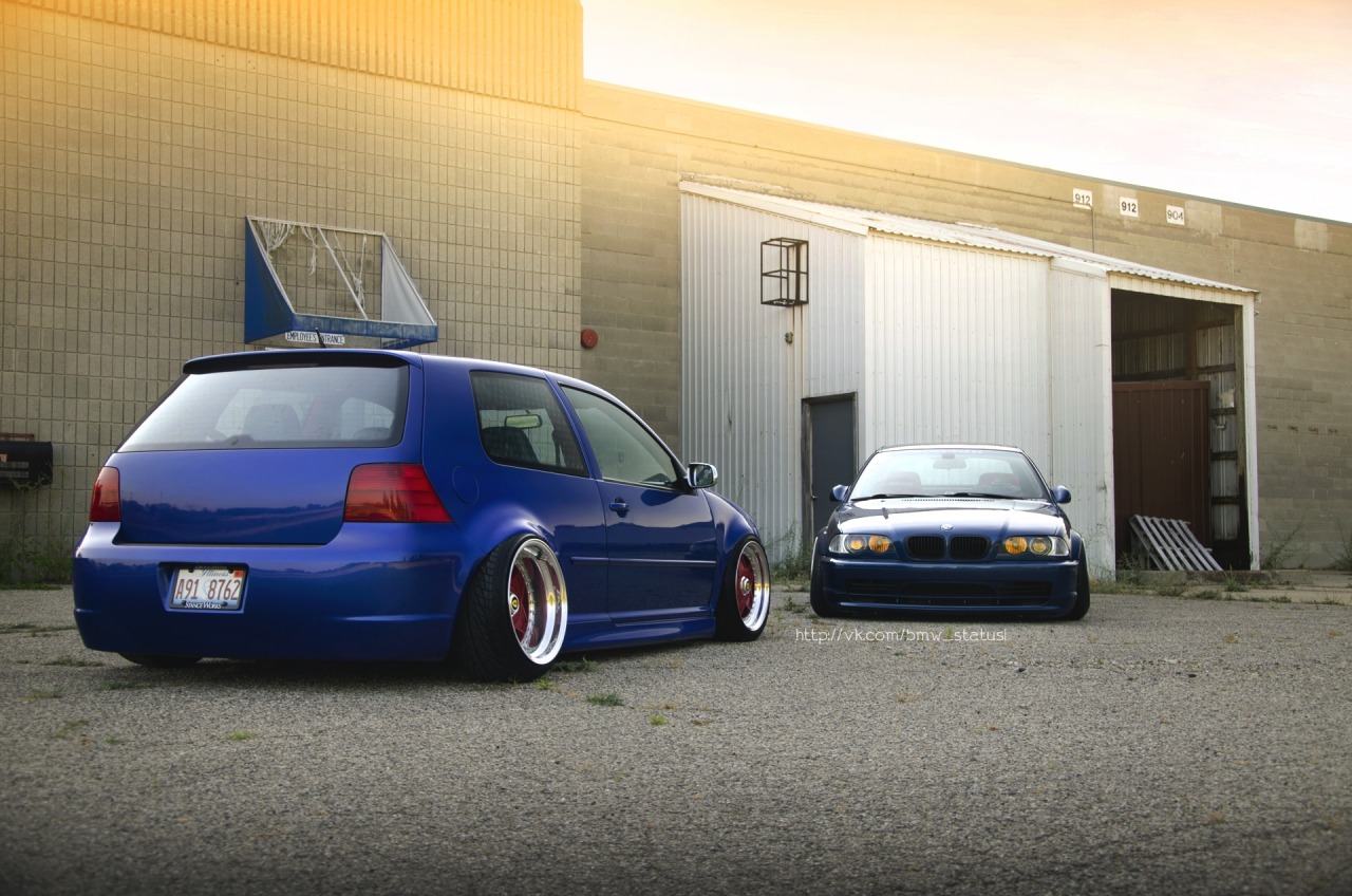 atrinaa:  bmwkotik:  BMW e46 &amp; VW  Chicago boys